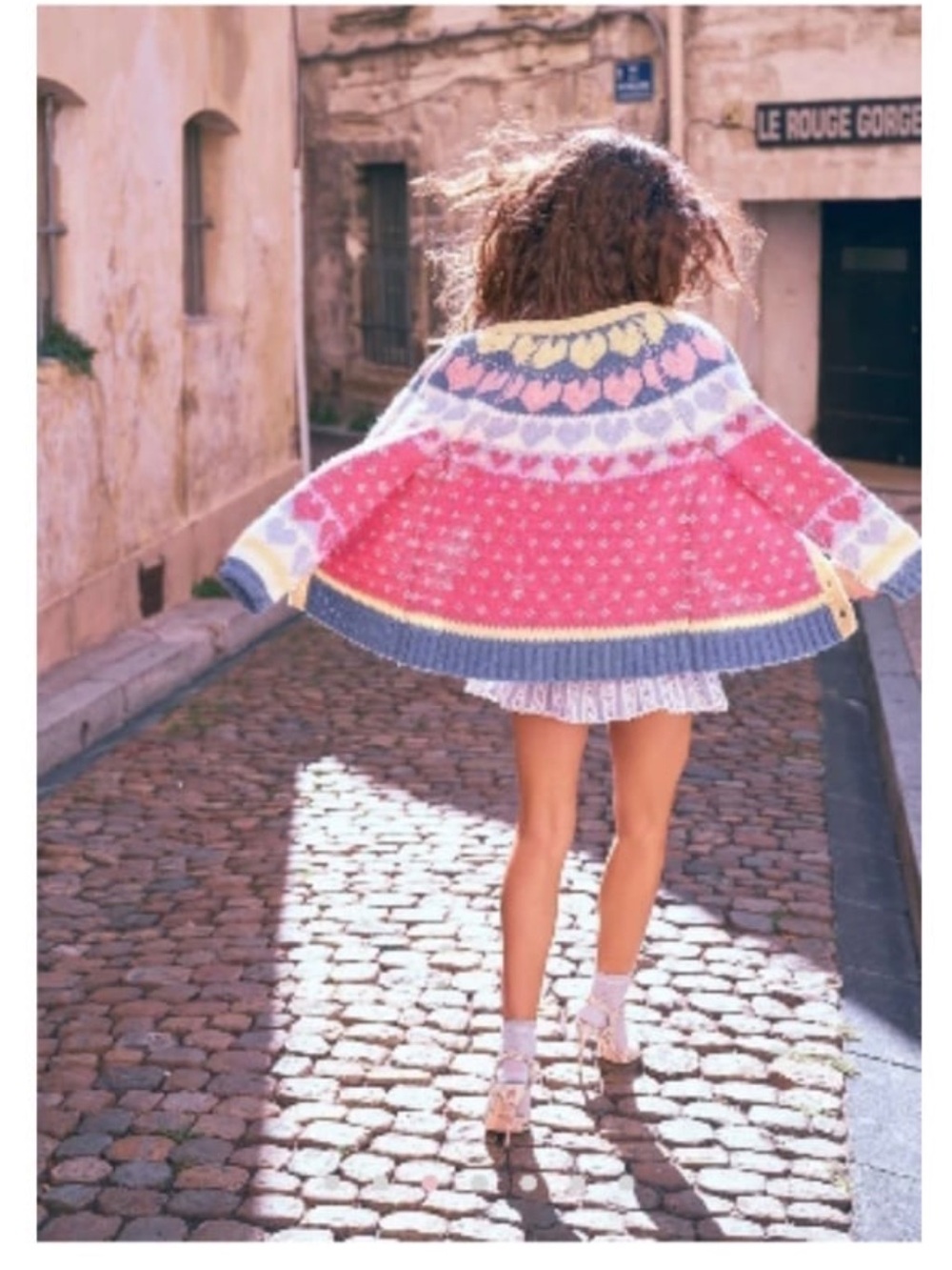 Love shack fancy Cozy Multicolor Fair Isle Cardigan - Pink, Yellow & Blue